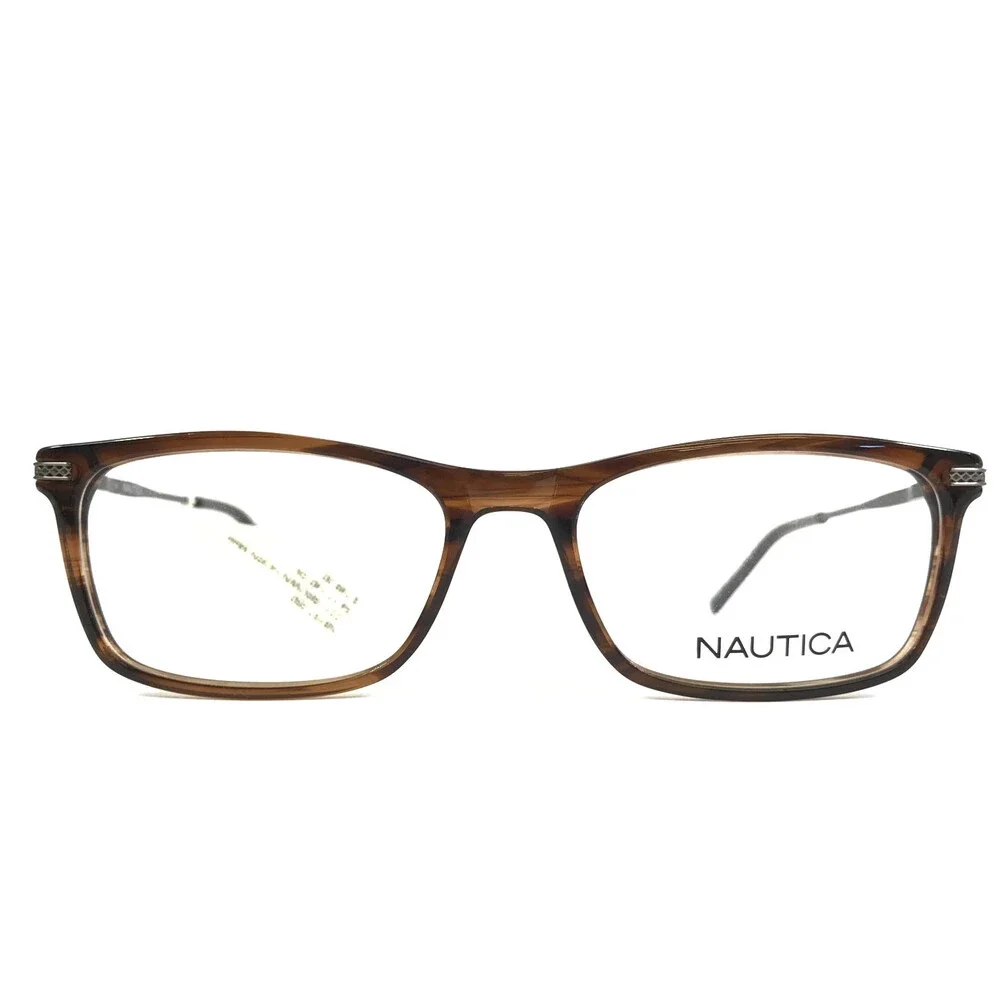 Nautica Eyeglasses Frames N8157 221 Brown Horn Rectangle Full Rim 54-17-140